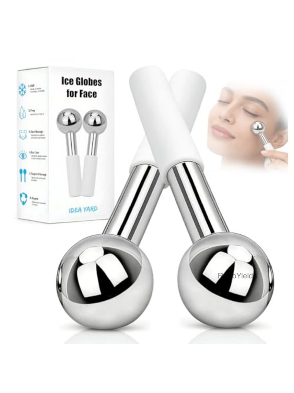 Stainless Steel Ice Globes Facial Massager Cold Cryo Sticks 2 Pack